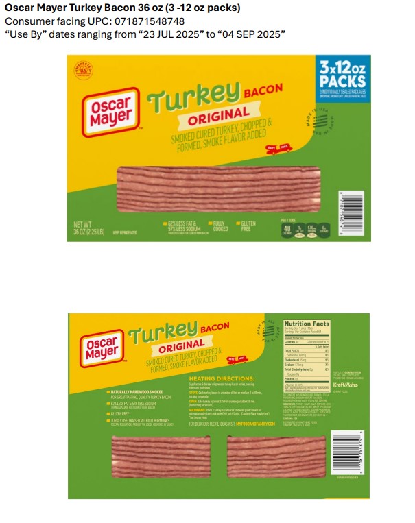 Oscar Mayer Turkey Bacon recalled due to potential Listeria contamination