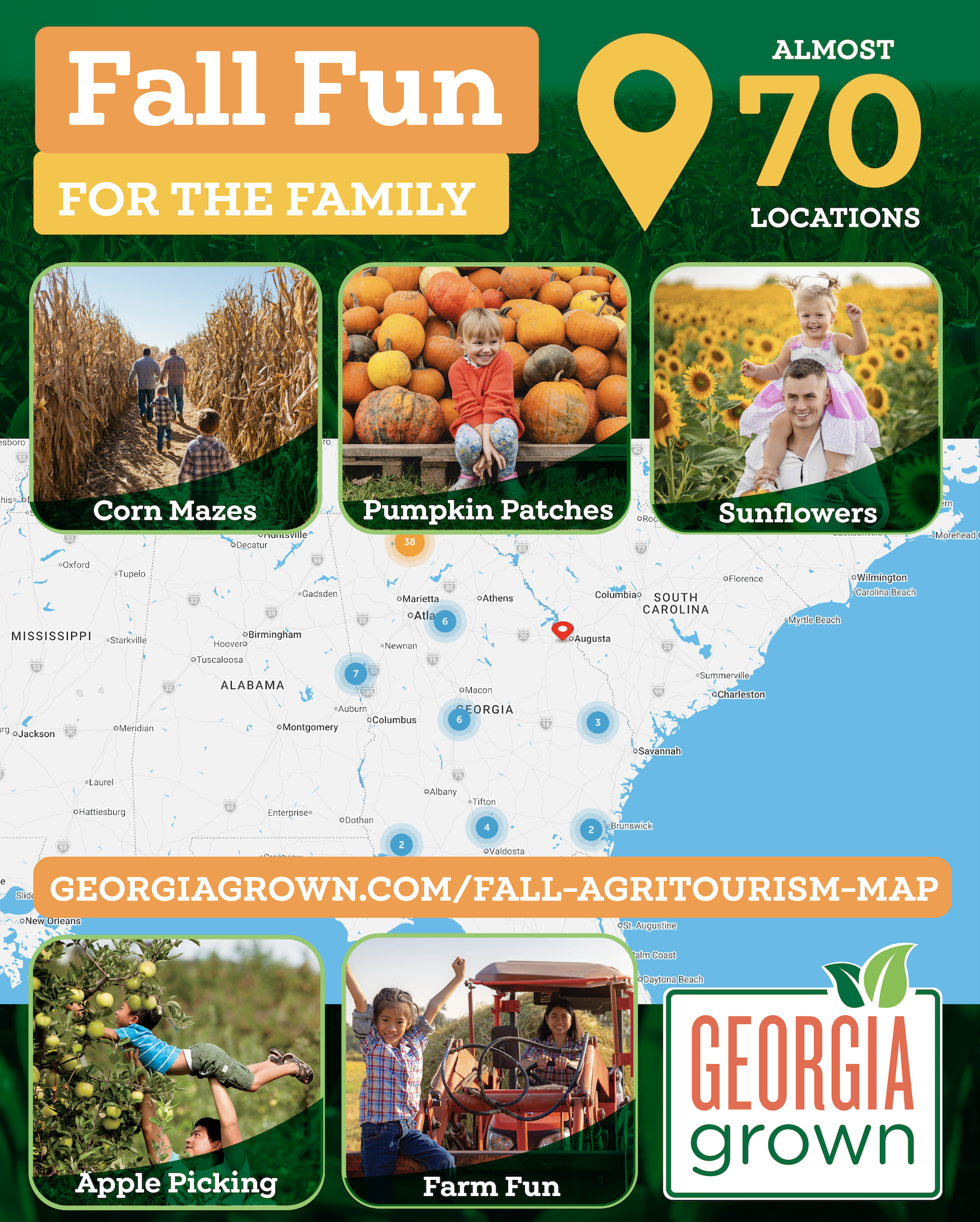 Georgia Agriculture Commissioner Announces New Fall Agritourism Map Highlighting Corn Mazes, Pumpkin Patches, and U-Pick Farms from Georgia Grown Members
