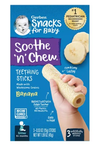 Gerber Soothe N Chew Banana Teething Sticks recalled due to potential choking hazard