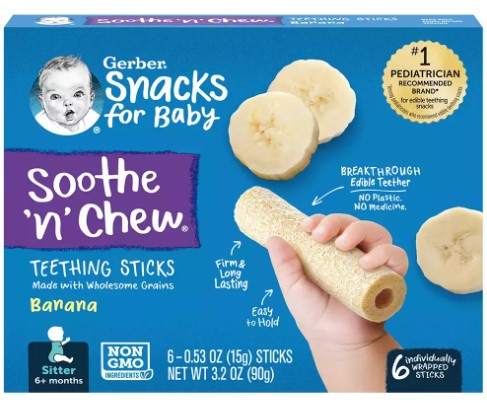 Gerber Soothe N Chew Banana Teething Sticks recalled due to potential choking hazard