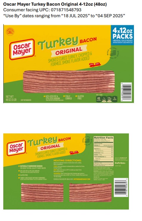 Oscar Mayer Turkey Bacon recalled due to potential Listeria contamination