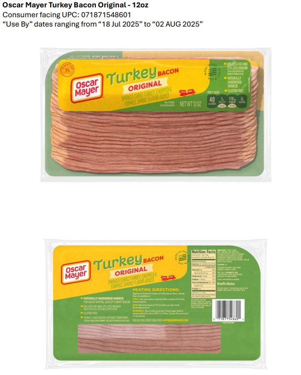Oscar Mayer Turkey Bacon recalled due to potential Listeria contamination