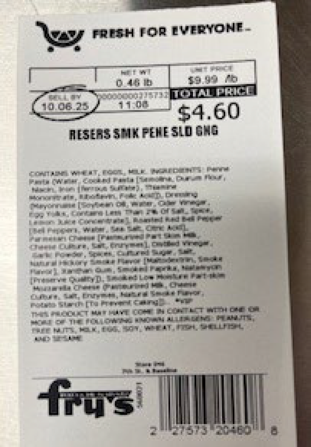 Kroger Voluntarily Recalls Two Varieties of Deli Pasta Salads Because of Possible Health Risk Kroger Voluntarily Recalls Two Varieties of Deli Pasta Salads Because of Possible Health Risk