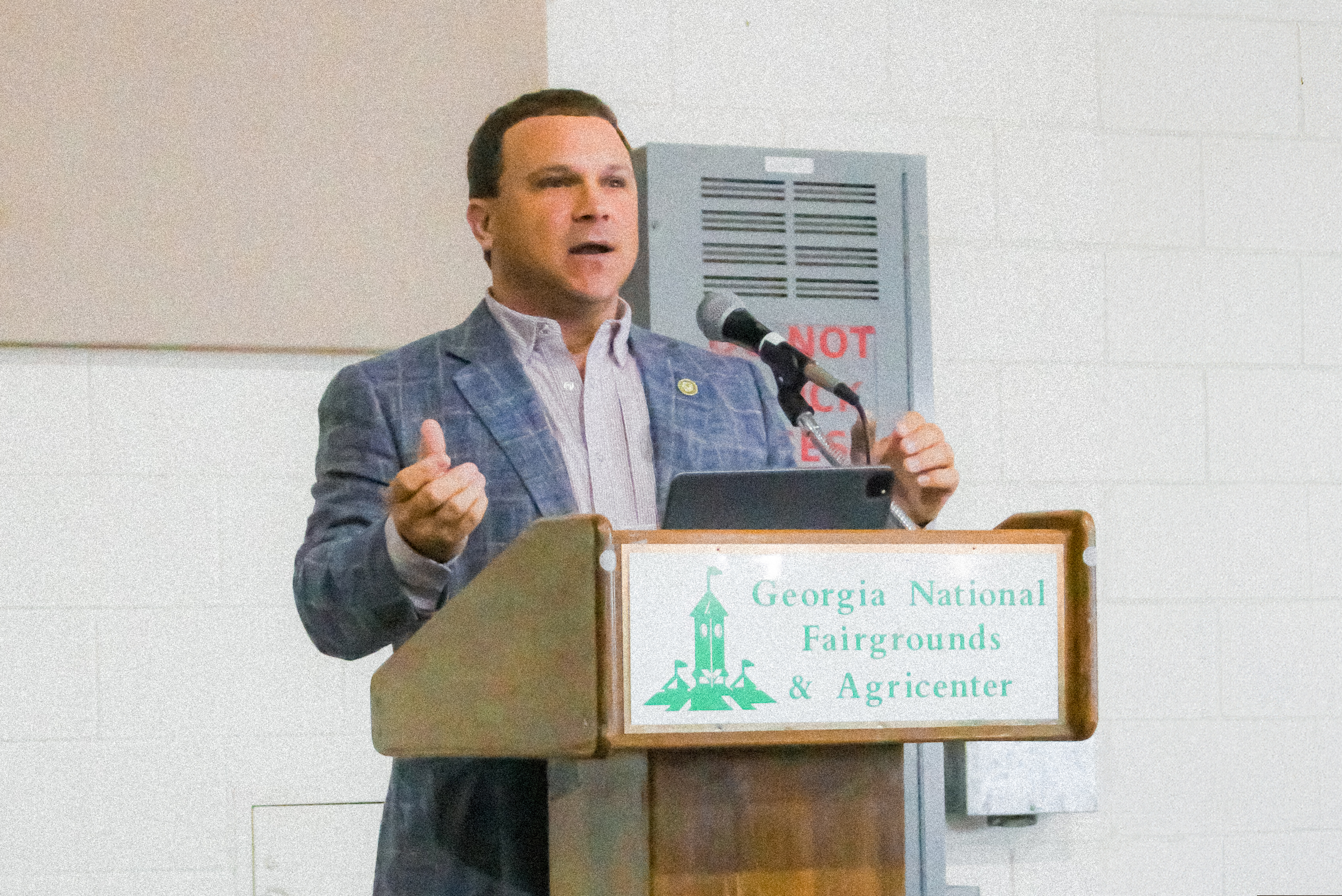 (2023) Commissioner Tyler Harper gives a speech at the Georgia National Fair. 