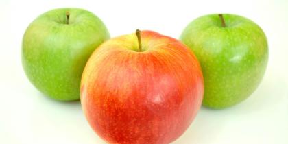 Red Apple With Two Green Apples